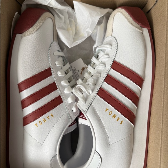 Adidas Men's White and Maroon Sneakers - Picture 2 of 8